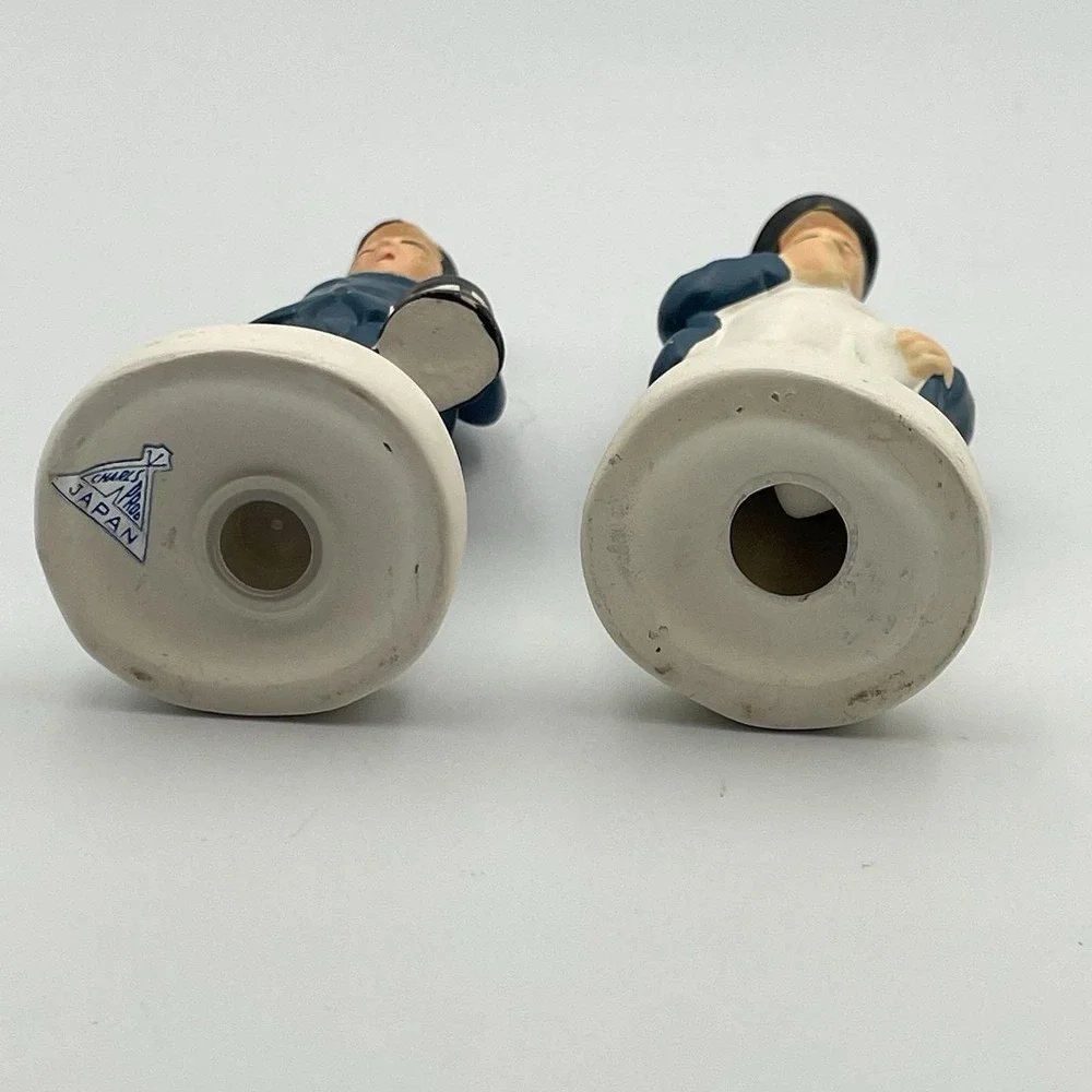 Vintage Japan Train Conductor Salt And Pepper Shakers Set Charles Products 1950s